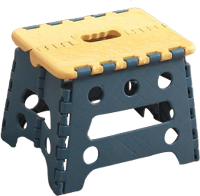 라온팩토리 심플 투톤 휴대용 접이식 미니의자 소, 블루 + 옐로우, 1개