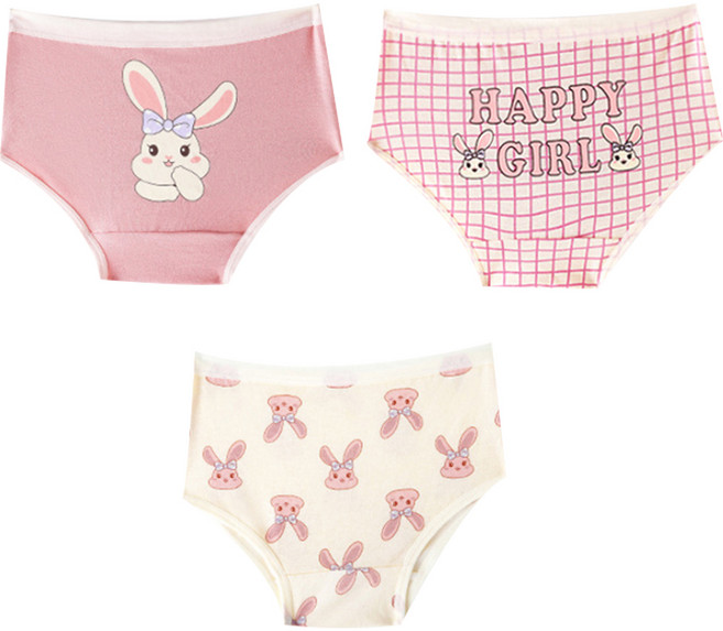 아이뿜 여아용 핑크 래빗 면 삼각 팬티 3종 세트 C50