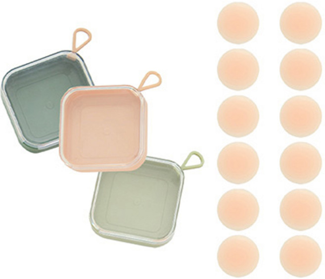 GLAM GONGGAM 圓形矽膠隱形胸貼 12入+隨身收納盒 3入組
