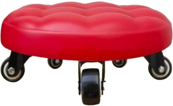 퀸즈네스트 빵쿠션 바퀴 좌식의자, 레드, 1개