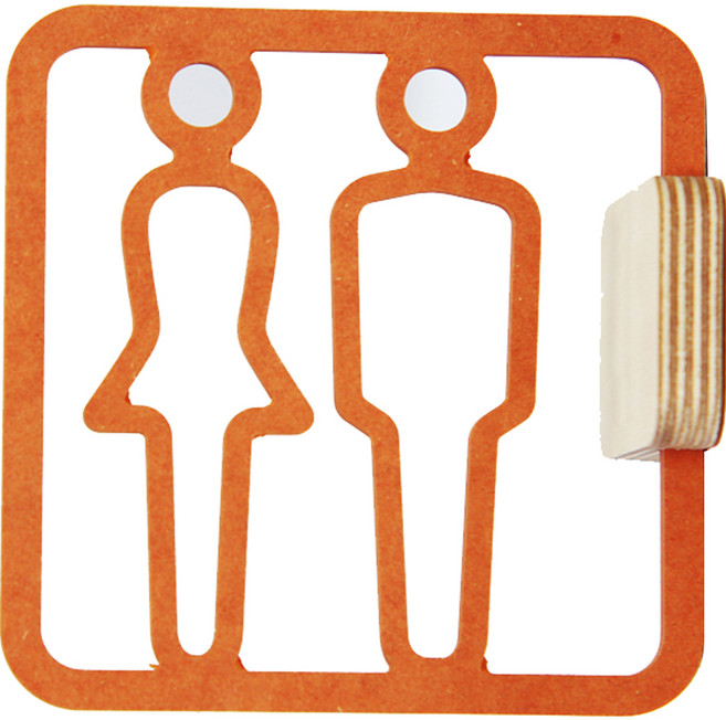 해피툴 파스텔 돌출 입체 화장실 표지판 오렌지, 남, 여, 1개