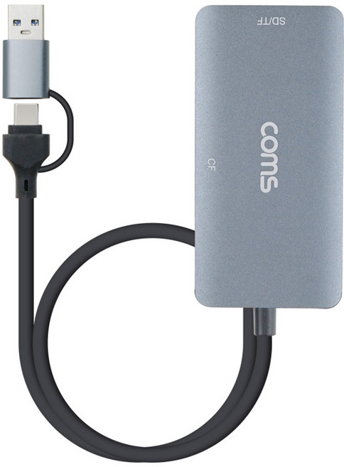 컴스 노트북 USB 멀티 TF SD CF 카드 리더기 A / C타입, FW771, 그레이, 1개