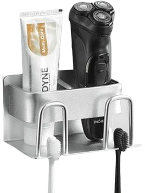 솔브리빙 고급 금속 욕실 부착형 칫솔꽂이 걸이 거치대 2칸, 실버, 1개