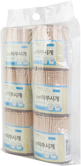 생활미소 자작나무 단면 이쑤시개 대, 470개입, 6개