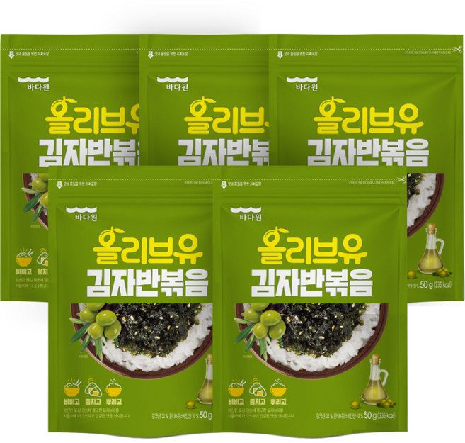 바다원 올리브유 김자반, 50g, 5개