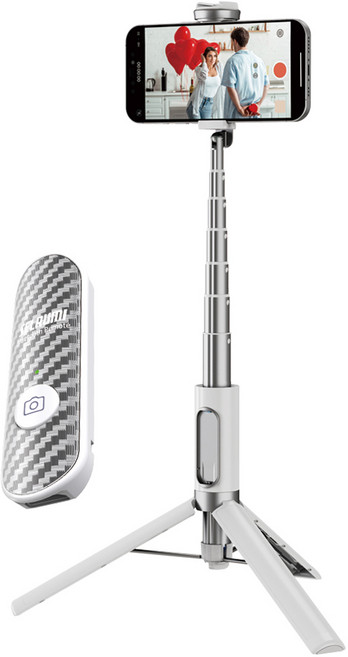 셀루미 스마트 웨어러블 퀵 쉐어링 휴대폰 셀카봉 삼각대 화이트 + 실버 100cm, SEL-LT910SE, 1개