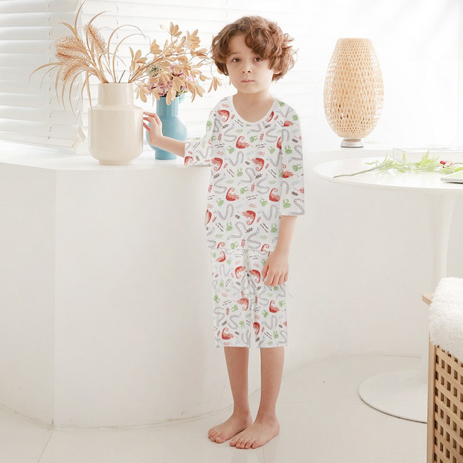 위드오가닉 남아용 오가닉 정글탐험 7부 실내복 상하의 세트