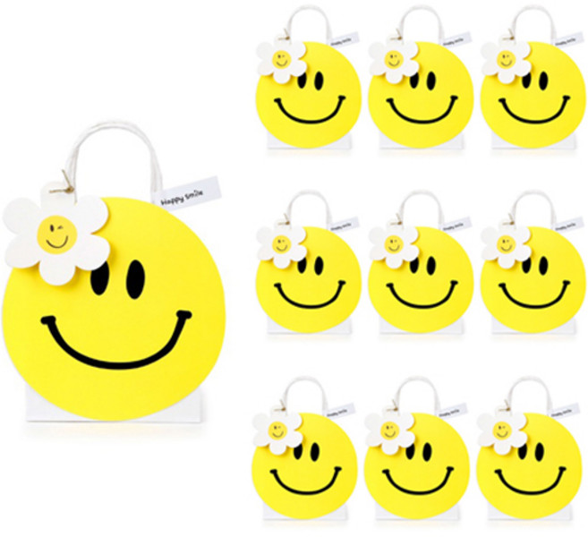 인디케이 해피 스마일 기프트백 10p + 텍 10p + 스티커 10p 세트, 화이트, 1세트