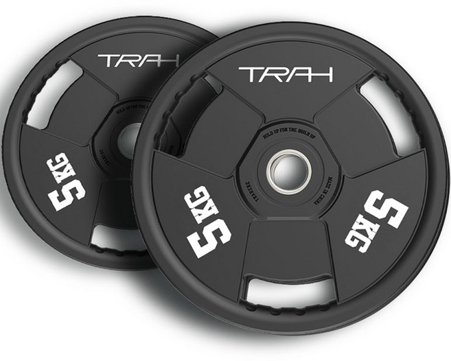 트라히어 홈트 우레탄 코팅 중량원판 UP3H, 5kg, 2개, 블랙