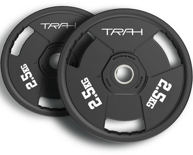 트라히어 UP3H 우레탄 중량원판, 2.5kg, 2개, 블랙