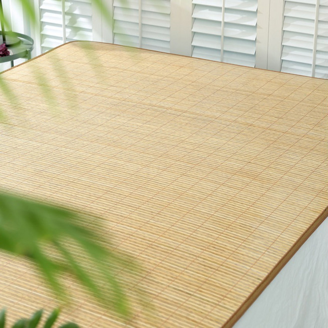 리앤데코 푹신한 탄화원목 대나무 돗자리, 진브라운