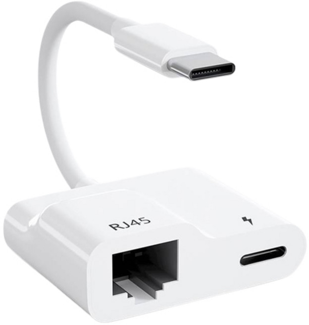 이젠더 C타입 젠더 맥 유선 인터넷 이더넷 랜카드 랜선 연결 C016-2P, 화이트, 1개, 125mm