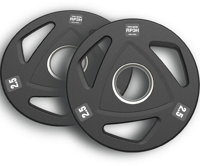 트라히어 홈트 고무 중량원판 RP3H, 2.5kg, 2개, 블랙
