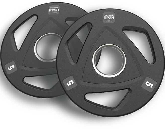 트라히어 RP3H 고무 중량원판, 5kg, 2개, 블랙