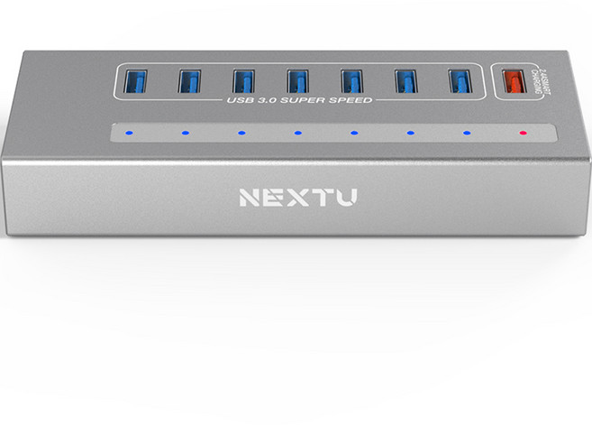 넥스트유 USB 3.0 7포트+퀵차지+PD 확장 유전원 허브 NEXT-335TC-PD, 다크그레이, 1개