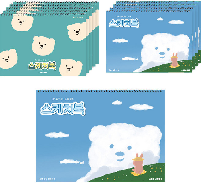 아트모아 두툼 스케치북 랜덤발송, 8절, 30매, 10개