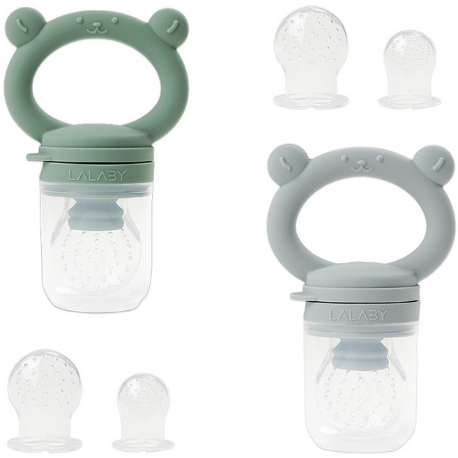 랄라비 유아용 유피 실리콘 과즙망 2종 세트 02, 그린, 그레이, 1세트