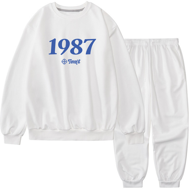 팀스핏 남녀공용 빅사이즈 1987 빅로고 맨투맨 조거팬츠 셋업