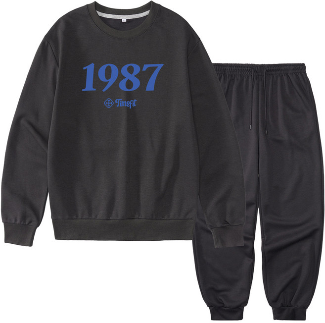 팀스핏 남녀공용 빅사이즈 1987 빅로고 맨투맨 조거팬츠 셋업