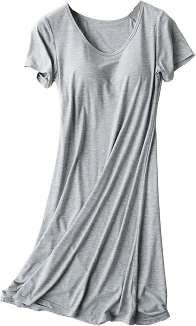 여성용 통기성 모달 브라탑 일체형 반팔 원피스