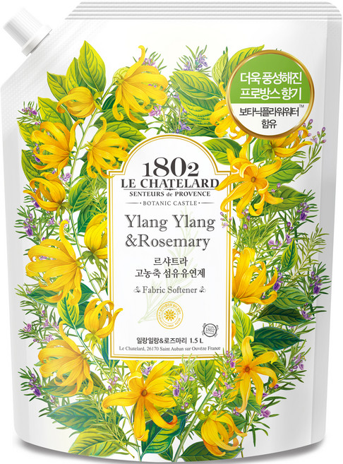르샤트라1802 보타닉 캐슬 섬유유연제 일랑일랑 로즈마리 리필, 1.5L, 1개
