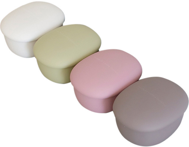 체리하우스 조약돌 실리콘 밀폐용기 라이트그레이 + 다크핑크 + 올리브 + 코코아 세트 180ml, 1세트, 용기 4종