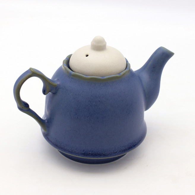 달소금 국산 무광 도자기 투톤 차주전자, 500ml, 스틸블루, 1개