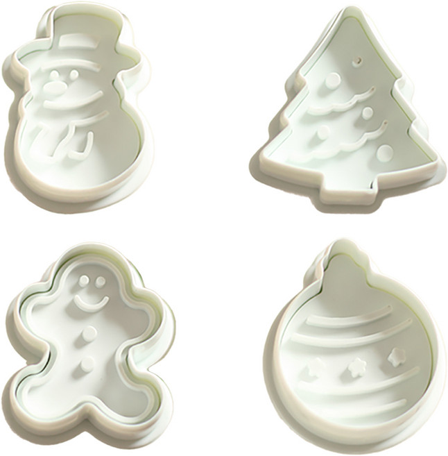 쿡앤베이크 크리스마스 푸쉬 쿠키커터 4종세트, 화이트, 1세트
