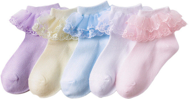여아용 아이뿜 봄소녀 레이스 양말 5종 세트 B207