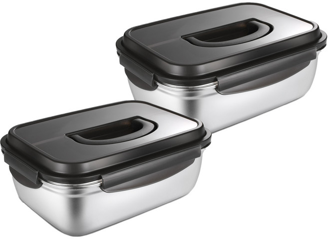 까사니 까사베니 연마제 없는 스테인레스 김치통, 3.8L, 2개