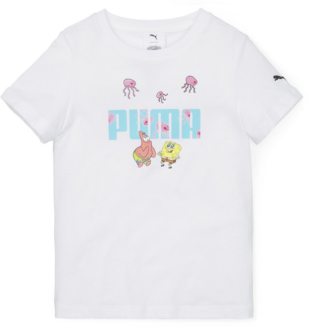 푸마 아동용 스폰지밥 로고 티셔츠_SPONGEBOB LOGO TEE_화이트_67587102