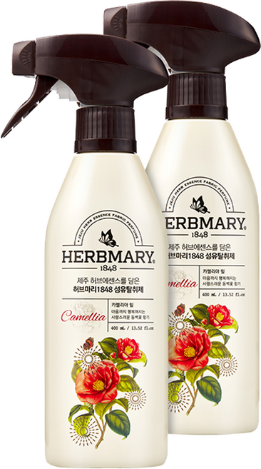 허브마리 1848 섬유탈취제 카멜리아 힐 본품, 400ml, 2개
