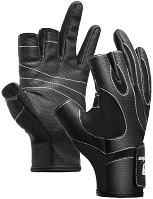 히즈플랜 방수 방풍 낚시장갑 양손착용, 블랙, 1개
