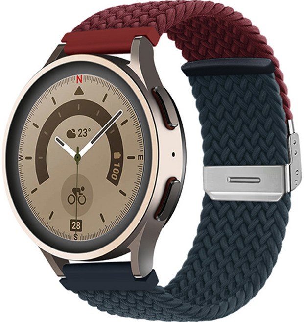 하마테 갤럭시워치 호환 투톤 버클형 브레이드 루프스트랩 20mm, 버건디딥블루