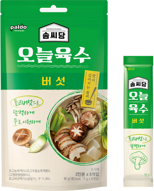 팔도 솜씨당 오늘육수 버섯 6p, 90g, 1개