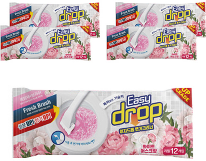 이지드롭 변기크리너 화이트머스크향 리필, 핑크머스크, 5개