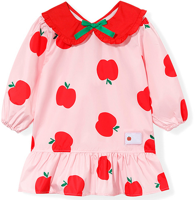 여아용 빨간사과 미술가운 앞치마