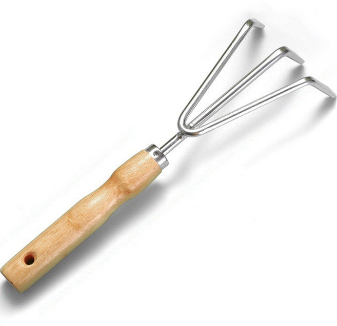 룰루홈 정원가꾸기 원예용품 04 원목손잡이 삼지창2, 1개