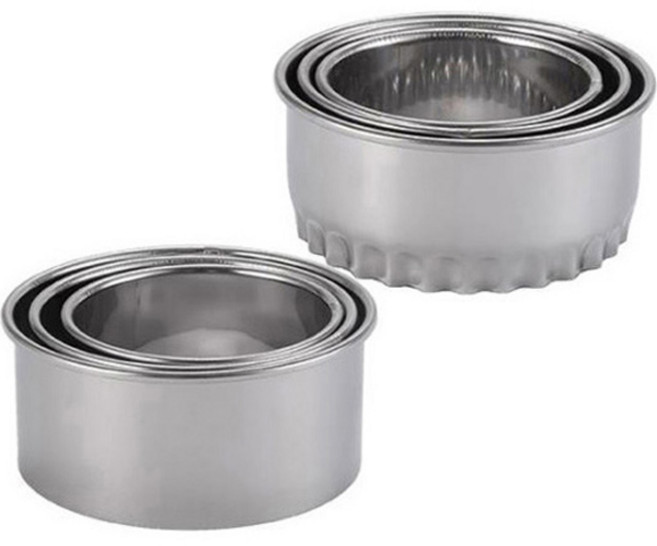 스텐 만두피 커터틀 꽃모양 3종 + 원형 3종 세트 MP056, 1세트