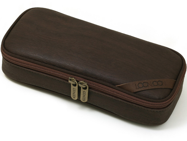 룬룬 664 우드 스탠다드 필통, 다크브라운, 1개