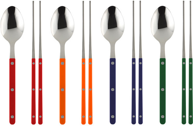 메종오브제 파르베 수저 세트, 레드 + 오렌지 + 네이비 + 그린, 숟가락 4p + 젓가락 4p, 1개