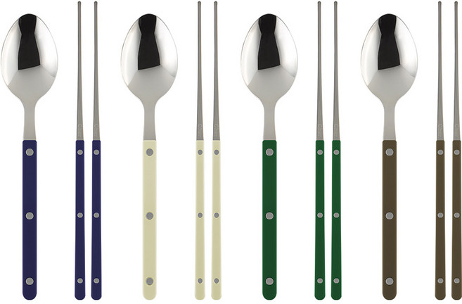 메종오브제 파르베 4인 수저세트, 네이비 + 라이트카키 + 그린 + 카키, 숟가락 4p + 젓가락 4p, 1세트