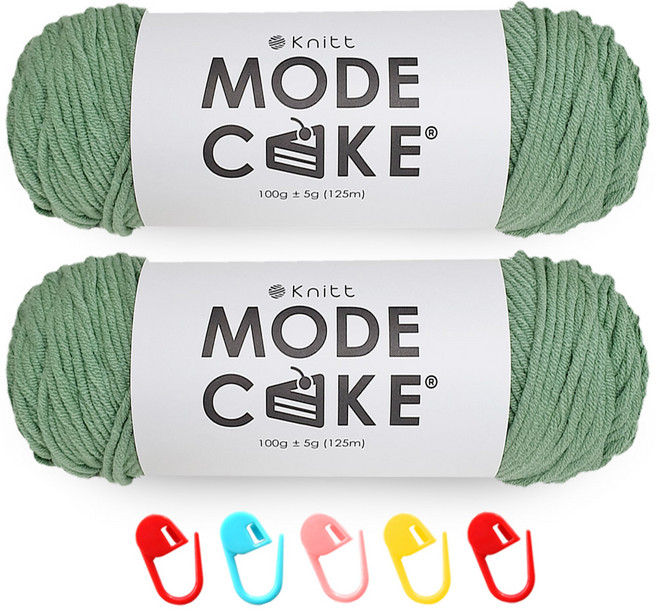 니뜨 모드케이크 뜨개실 100g 2p + 단수링 5p 세트, 15민트 + 랜덤 발송, 1세트