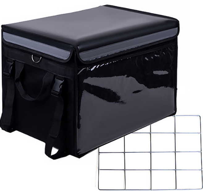 이고웰 보온 보냉 배달가방 + 바이크 장착용 철망 세트, 블랙