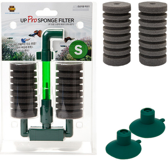 유피코리아 프로 스펀지 여과기 S 미니쌍기 + 리필 필터 + 흡착고무 2p, 1세트