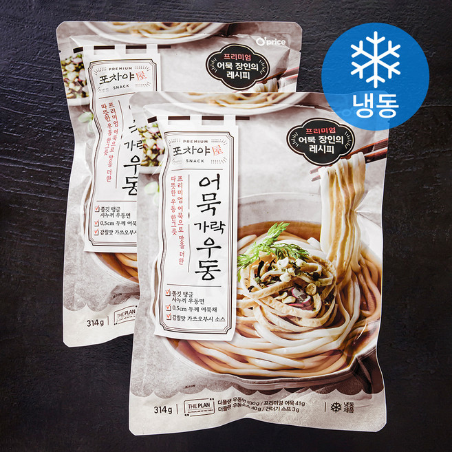 오프라이스 포차야 어묵가락우동 (냉동), 314g, 2팩