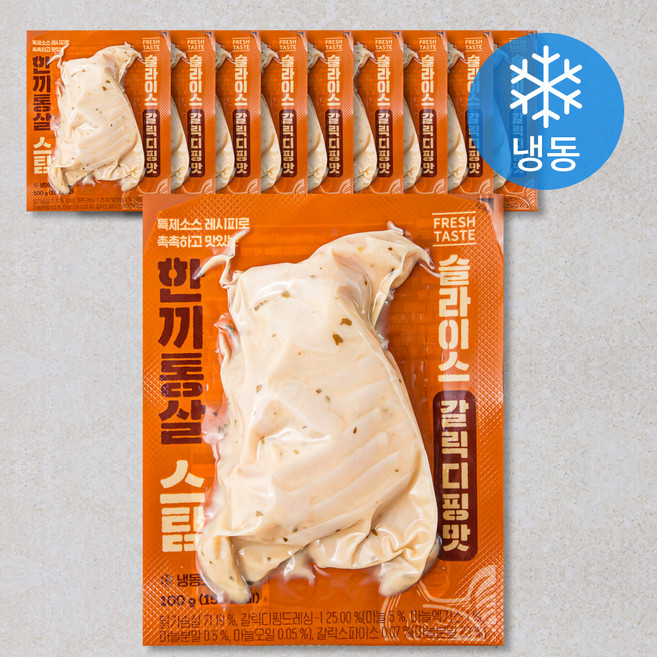 한끼통살 스팀 슬라이스 갈릭디핑맛 닭가슴살 (냉동), 100g, 1개입, 10개