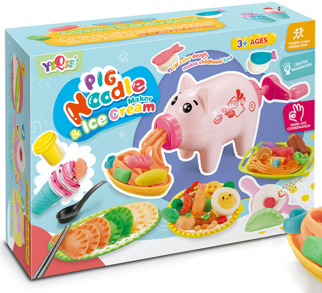 YIQIS 해피 피그 국수 아이스크림 만들기 칼라클레이, 혼합색상, 1kg, 1개