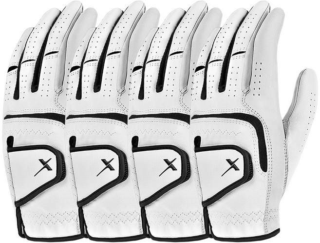 기어엑스 남성용 반양피 더 뉴 골프장갑 왼손용, 흰색, 4개