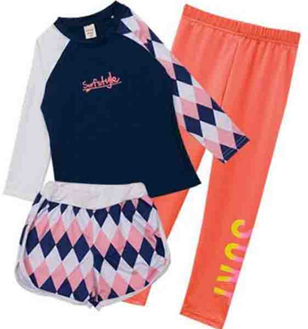 고잉키즈 아동용 스탈리쉬 래쉬가드 상의 + 레깅스 + 반바지 세트